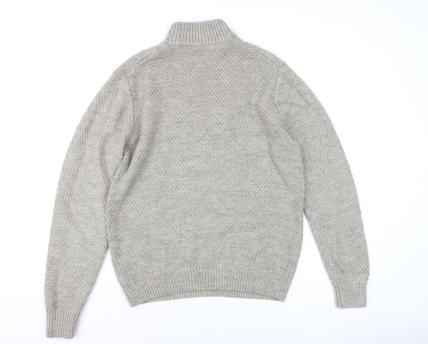 Next Men’s Beige Cable-Knit Roll Neck Jumper Size M