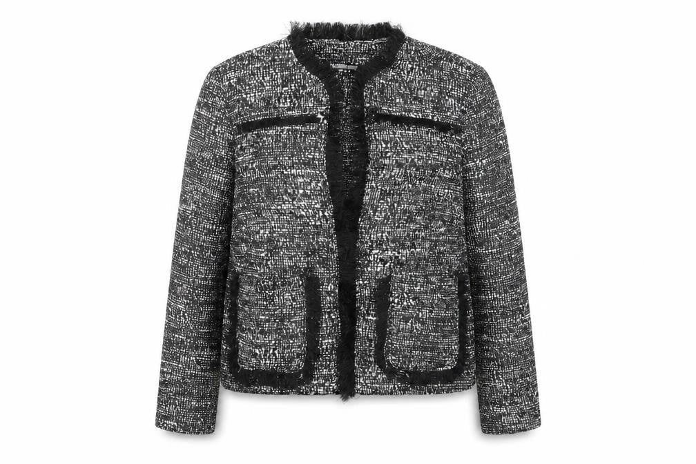 Fashion Union Women's Black Tweed Cropped Blazer Jacket Size 8