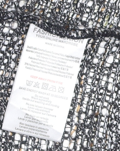 Fashion Union Women's Black Tweed Cropped Blazer Jacket Size 8