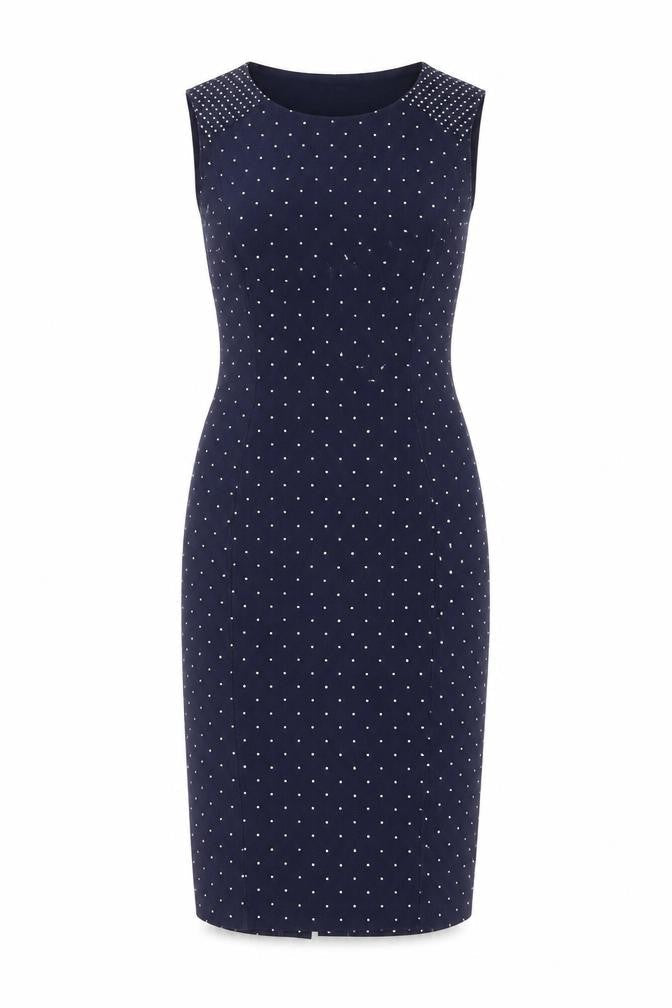 H&M Women’s Blue Polka Dot Sleeveless Sheath Dress Size 12