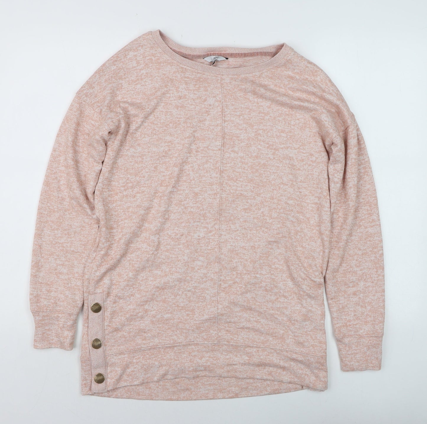 Next Women Beige Size 10 Knit Button Pullover Jumper