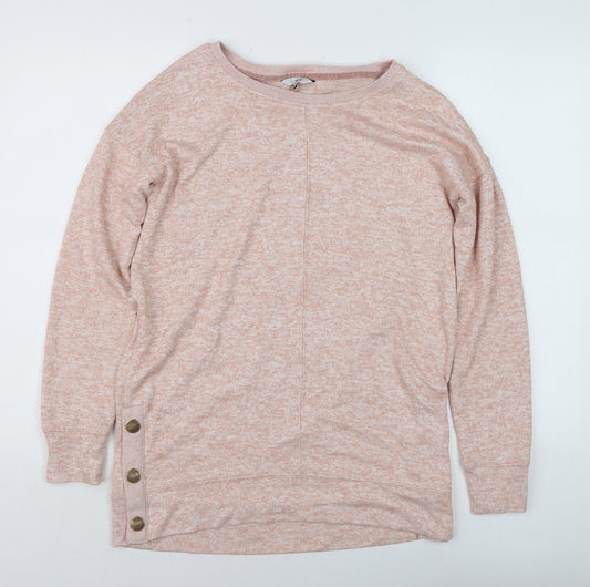 Next Women Beige Size 10 Knit Button Pullover Jumper