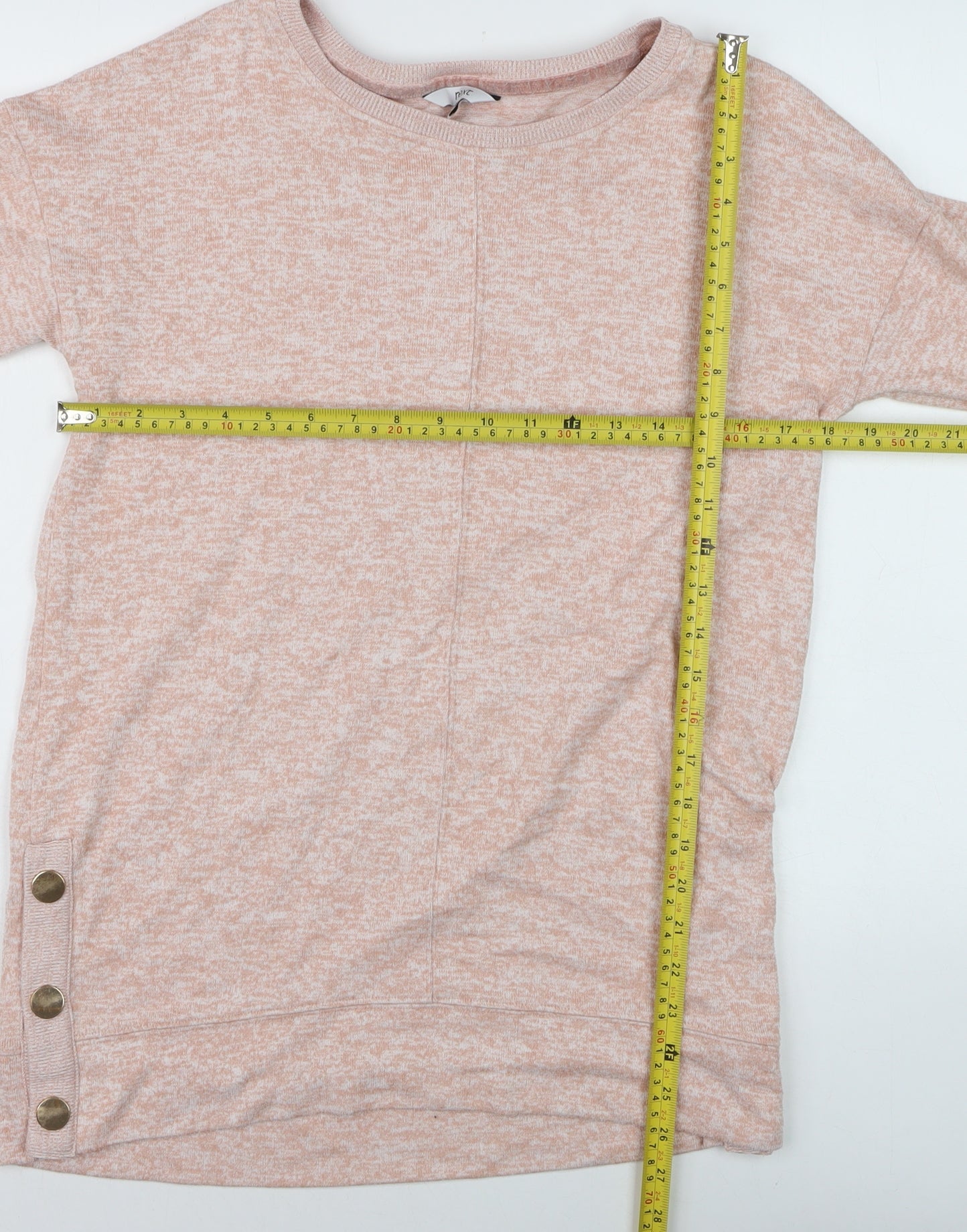 Next Women Beige Size 10 Knit Button Pullover Jumper