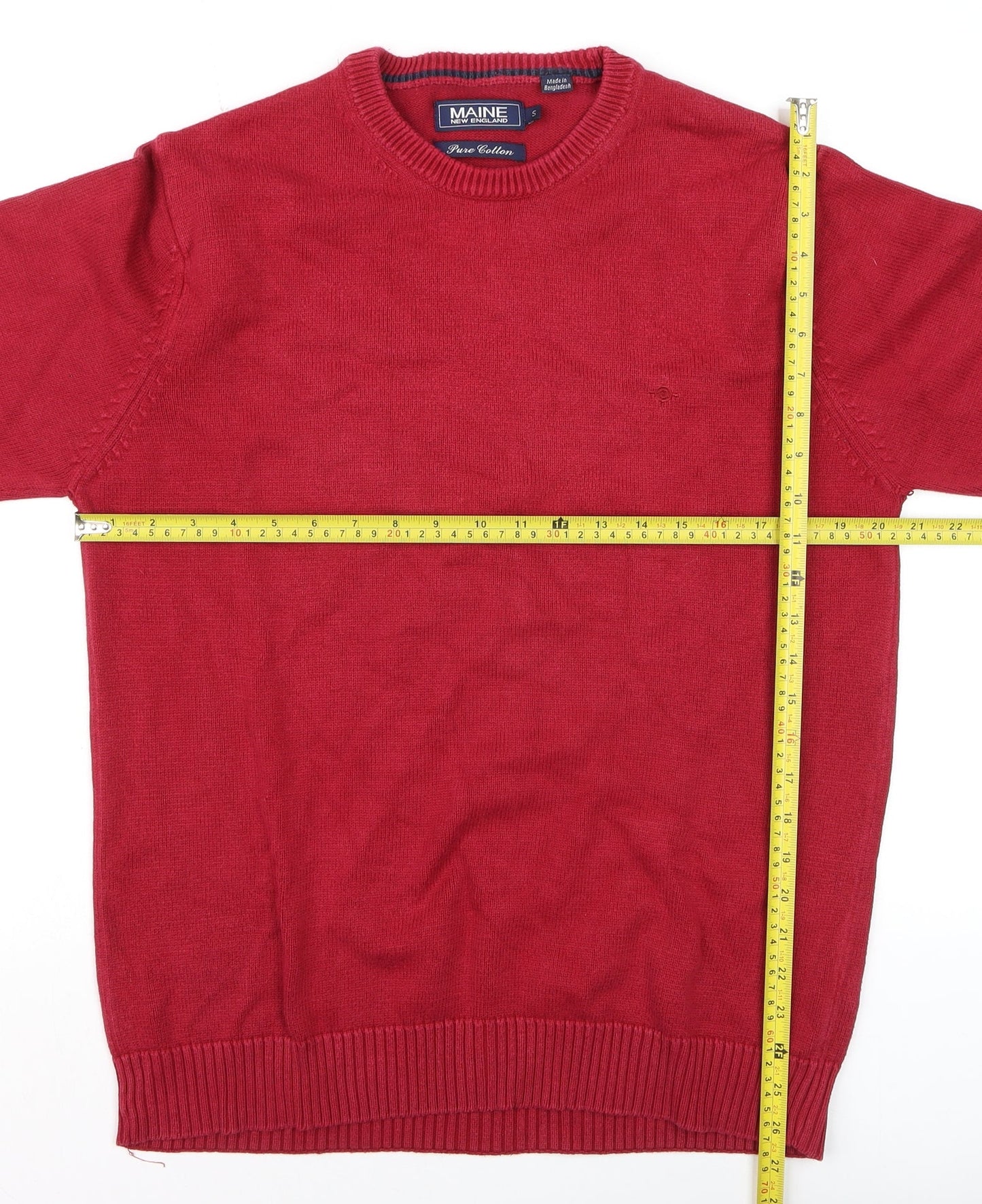 Maine New England Men's Red Cotton Crew Neck Jumper Size S