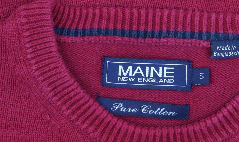 Maine New England Men's Red Cotton Crew Neck Jumper Size S