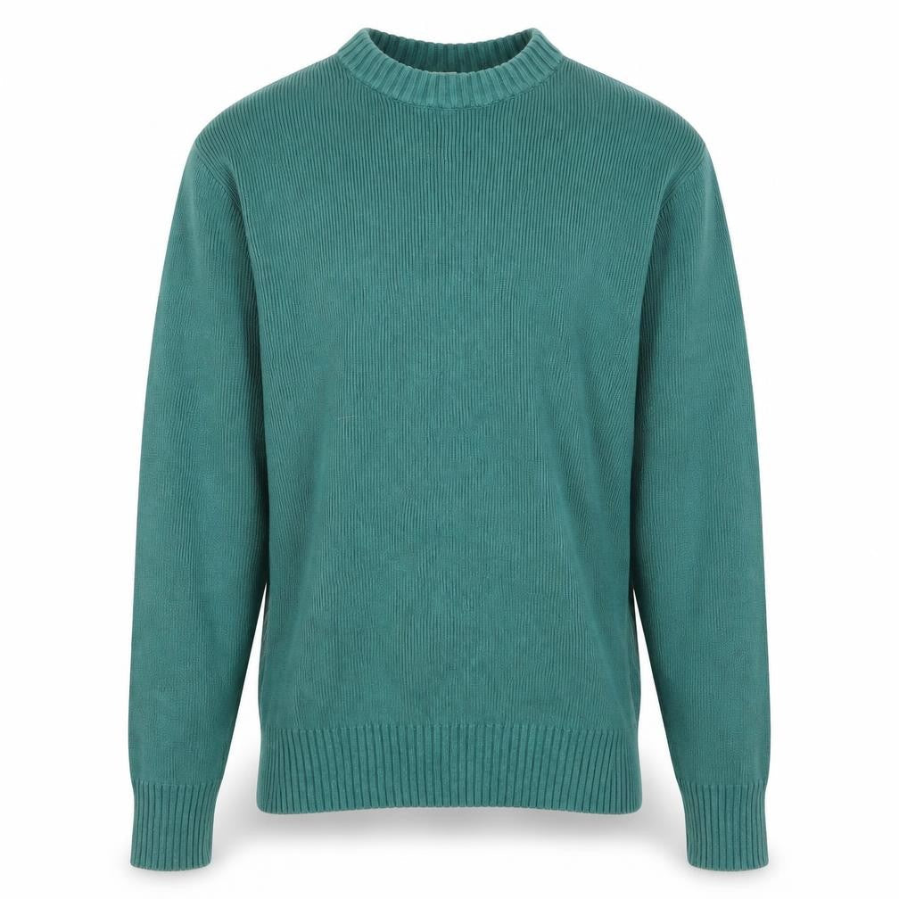 Weekday Men's Green Cotton Crew Neck Pullover Jumper Medium