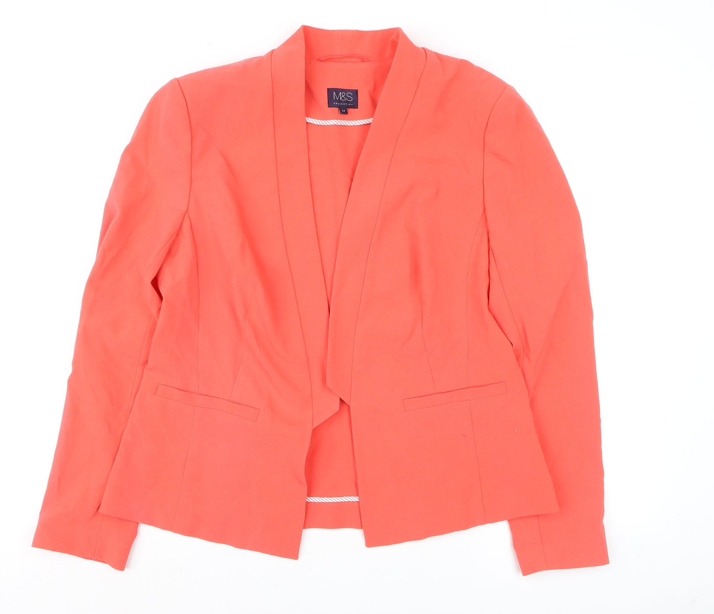 Marks and Spencer Women Orange Blazer Size 14 Regular Lightweight Jacket