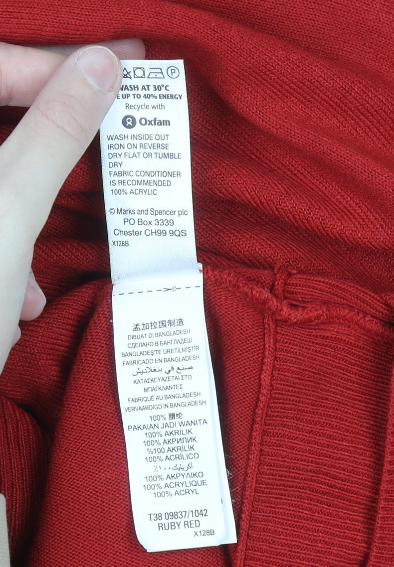Marks and Spencer Women Red Size 20 Acrylic Crew Neck Jumper