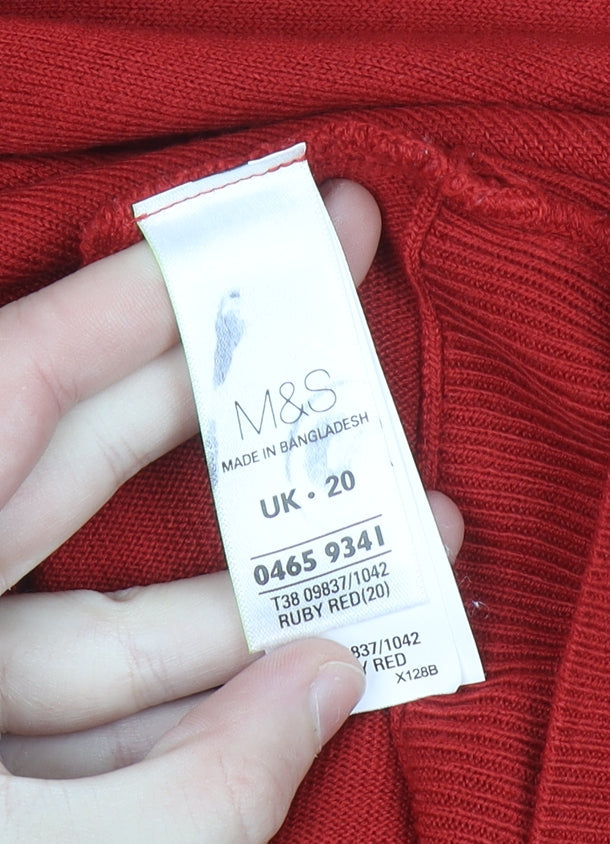 Marks and Spencer Women Red Size 20 Acrylic Crew Neck Jumper