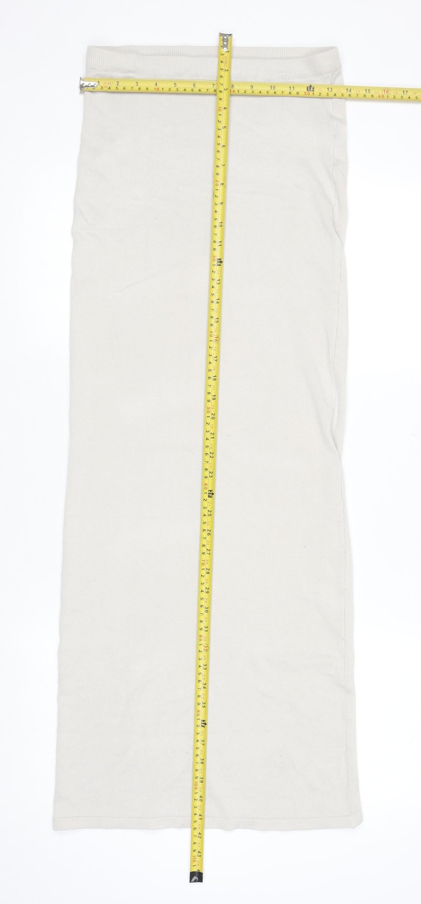 PrettyLittleThing Womens Beige Long Pencil Knit Skirt Size S