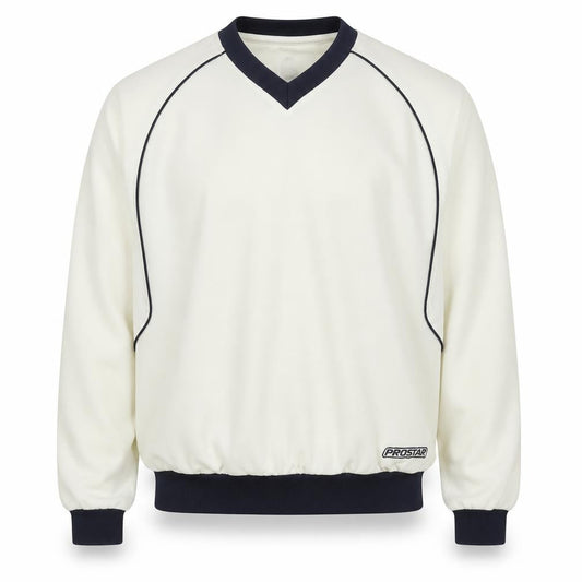 Prostar Teens Ivory V-Neck Long Sleeve Sweatshirt 30/32 Polyester Sportswear