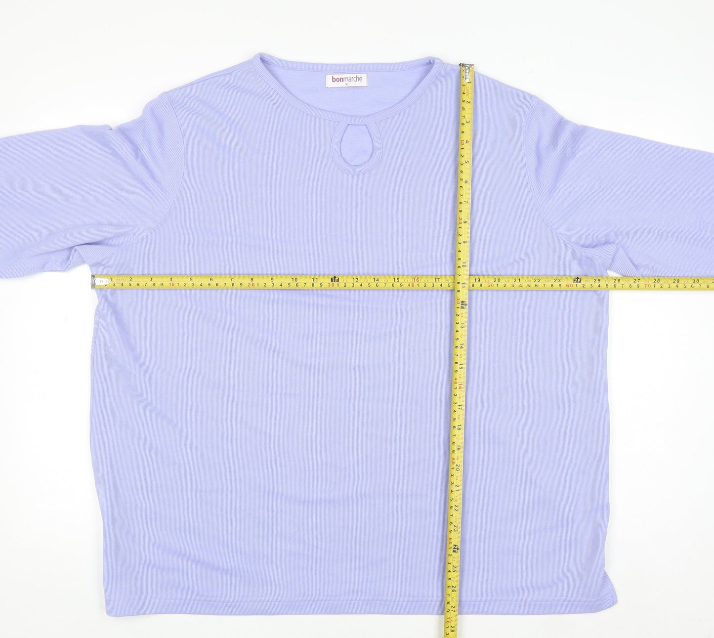 Bonmarché Women’s Purple Long Sleeve Keyhole Neck Jersey Top XL