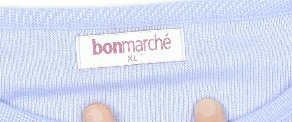Bonmarché Women’s Purple Long Sleeve Keyhole Neck Jersey Top XL