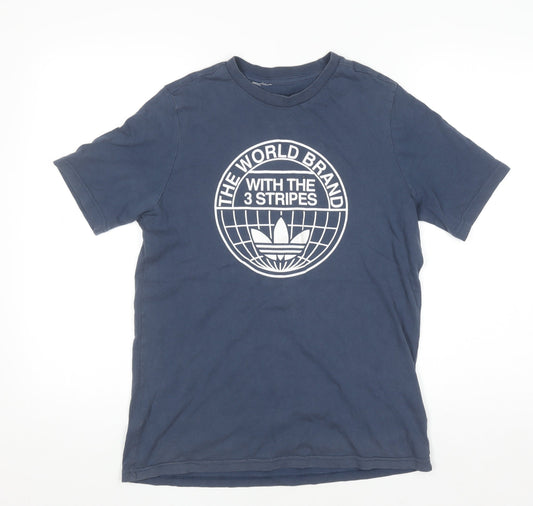 Adidas Boys Navy Blue Graphic Short Sleeve Crew Neck T-Shirt 13-14 Years