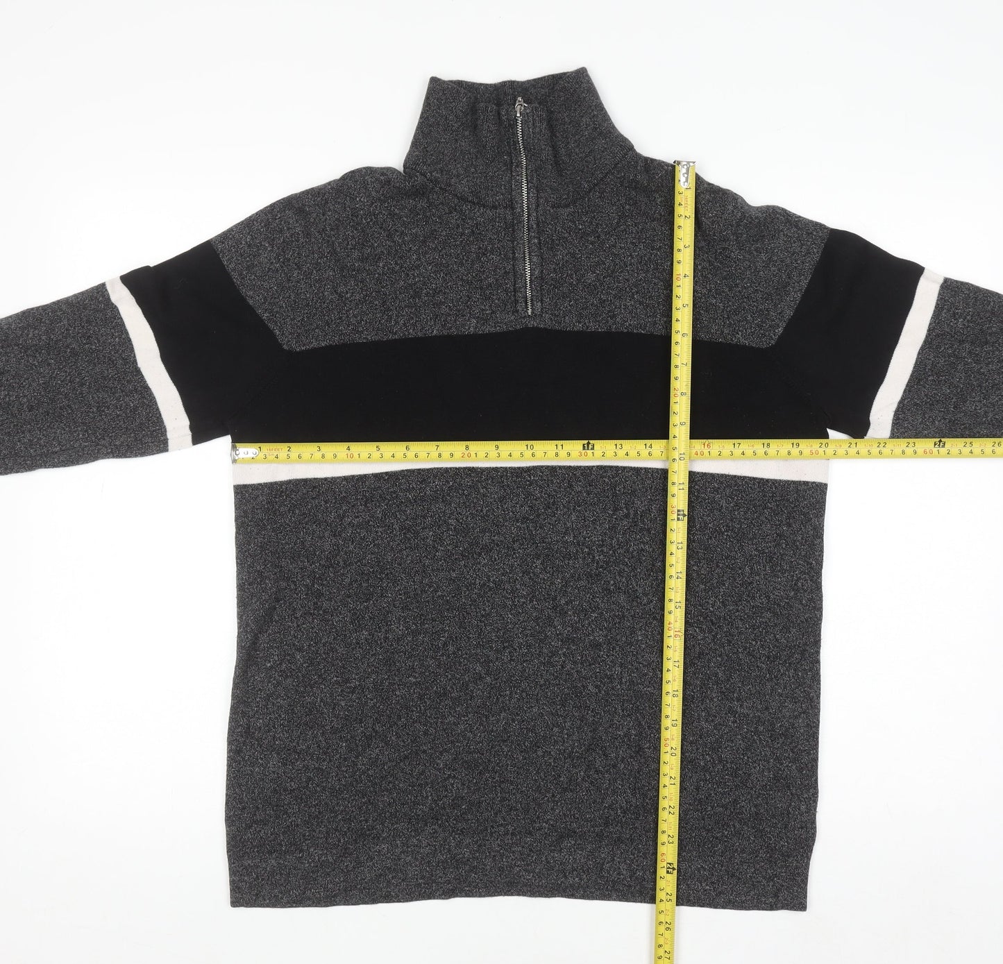 H&M Men's Grey Half Zip Knit Sweatshirt Size M Regular Fit
