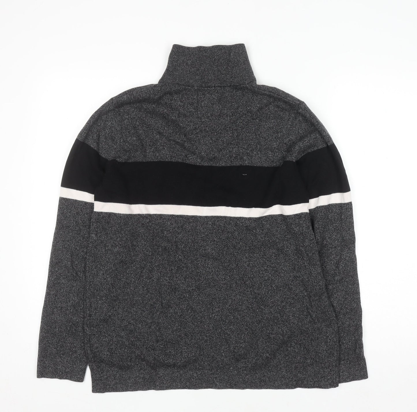 H&M Men's Grey Half Zip Knit Sweatshirt Size M Regular Fit