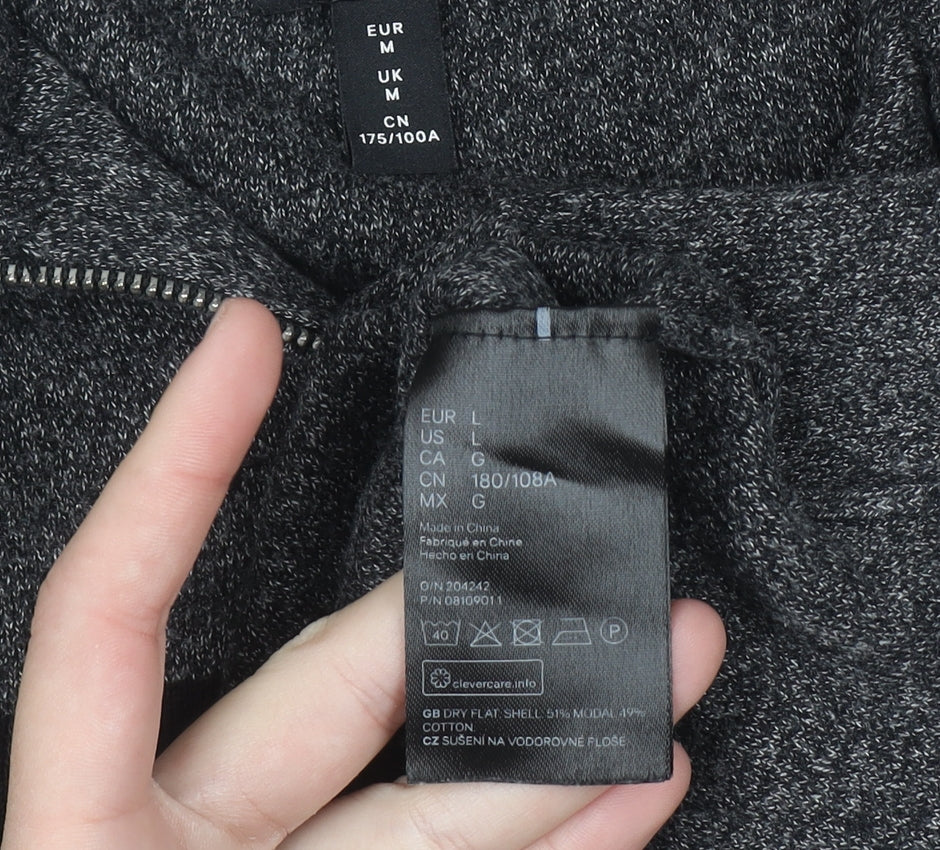 H&M Men's Grey Half Zip Knit Sweatshirt Size M Regular Fit