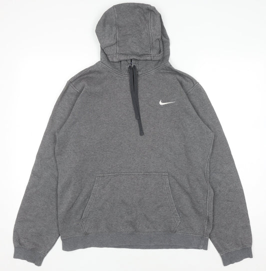 Nike Men's Grey Pullover Hoodie M Regular Fleece Sportswear