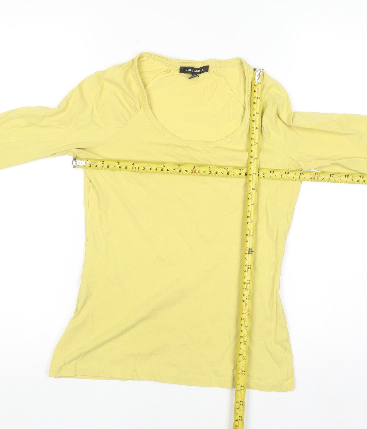Laura Ashley Women’s Yellow Long Sleeve Cotton Stretch T-Shirt UK 8
