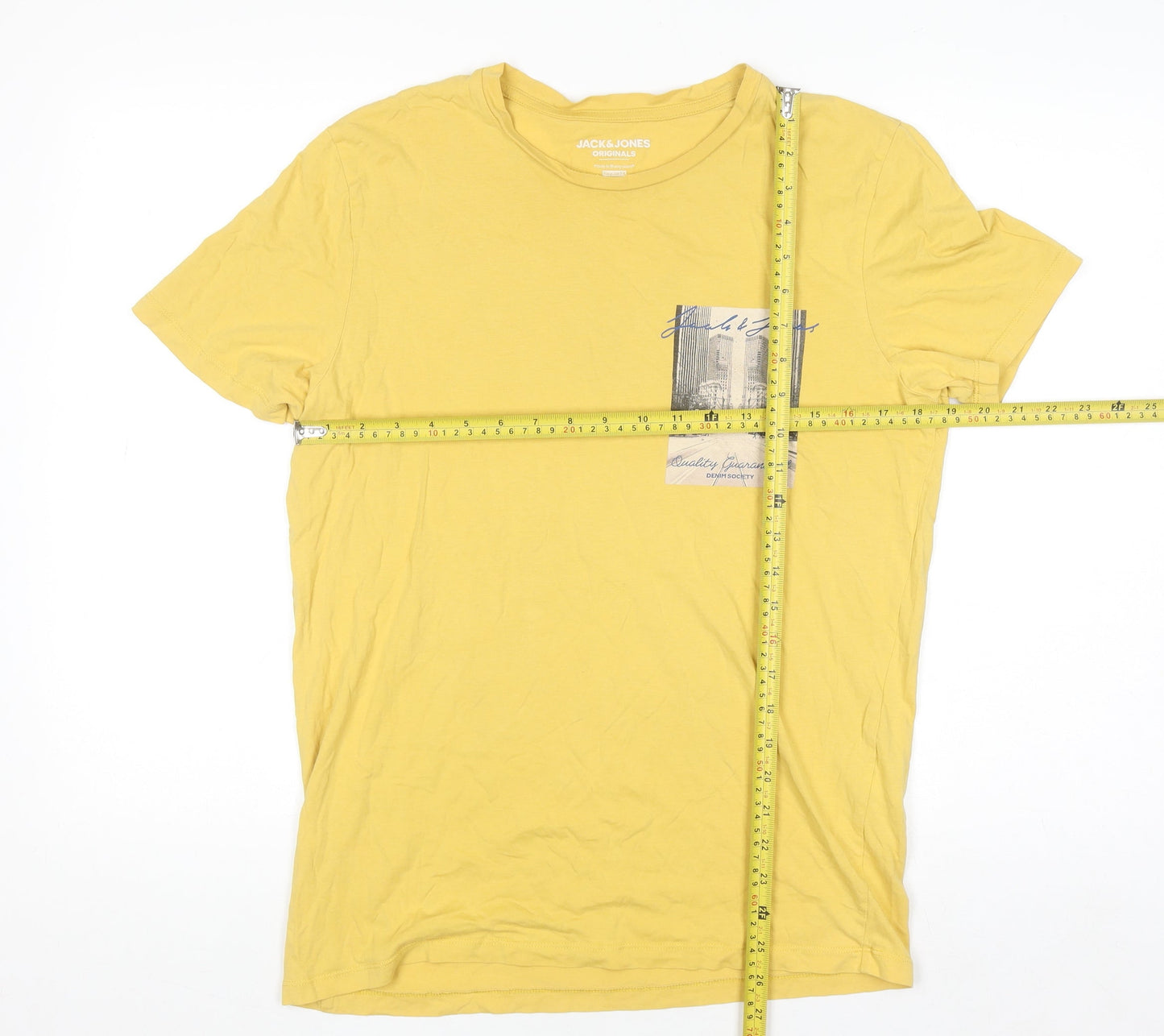 Jack & Jones Mens Yellow Graphic Print Regular Fit T-Shirt M