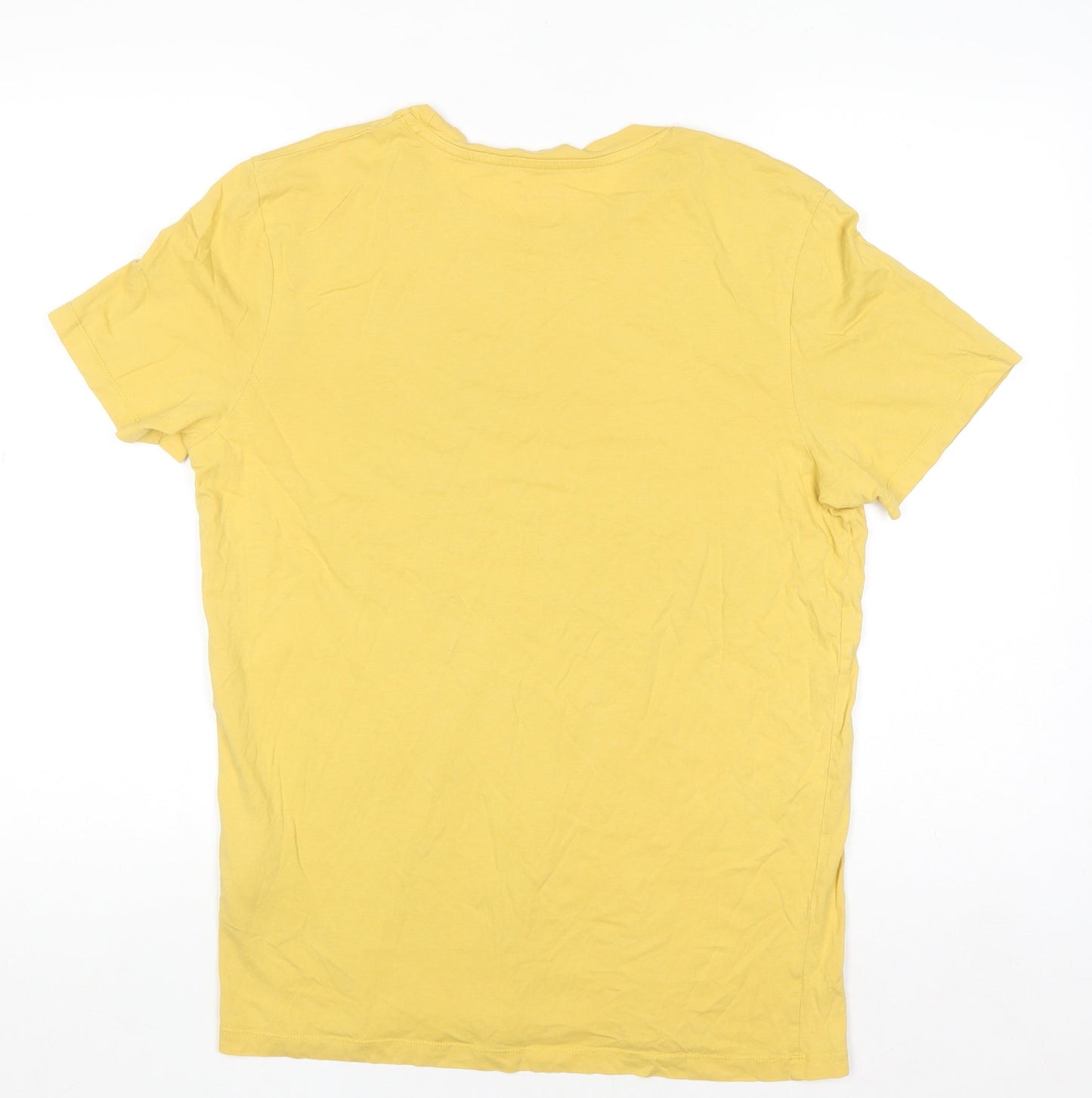 Jack & Jones Mens Yellow Graphic Print Regular Fit T-Shirt M