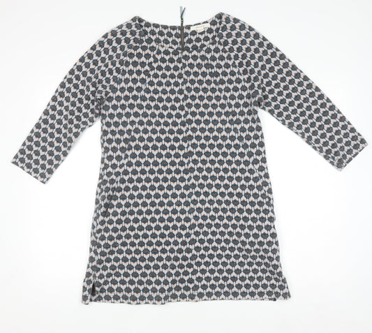 White Stuff Women's Blue Geometric Shift Dress Size 12 3/4 Sleeve
