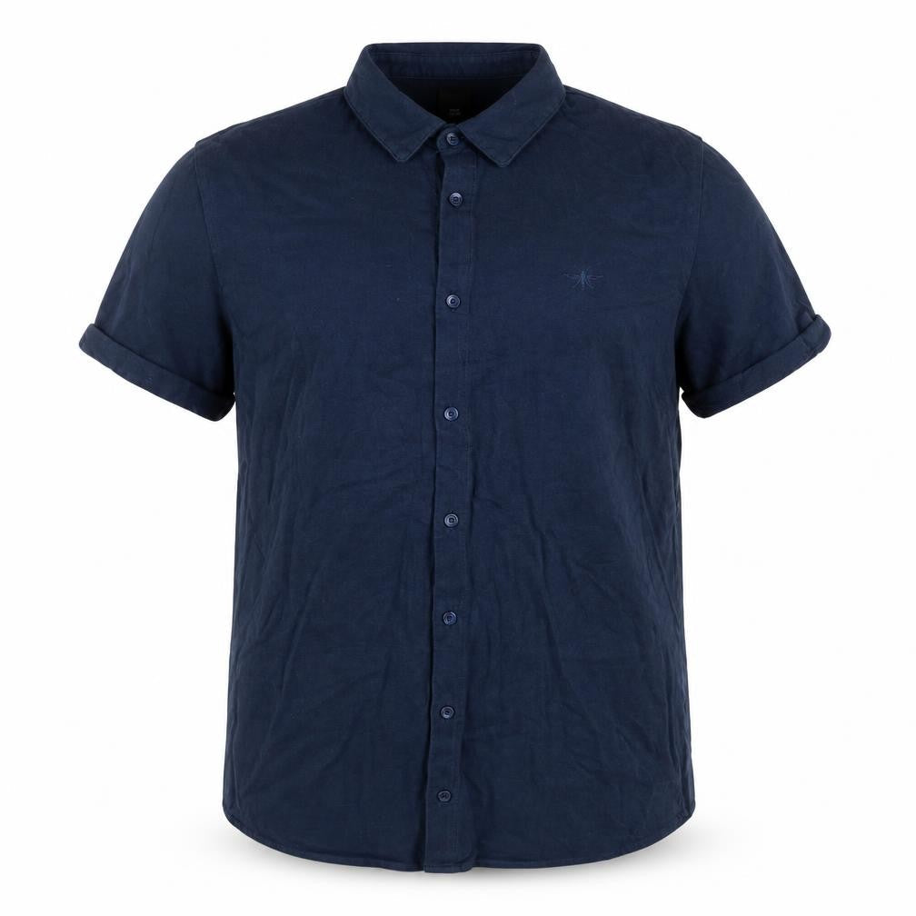 River Island Men's Blue Short Sleeve Cotton Polo Shirt Size L