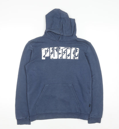 Additional front view of Puma boys’ blue pullover hoodie 13-14 years graphic print cotton blend