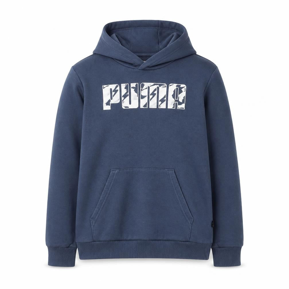 Puma Boys Blue Pullover Hoodie 13-14 Years Graphic Print Cotton Blend