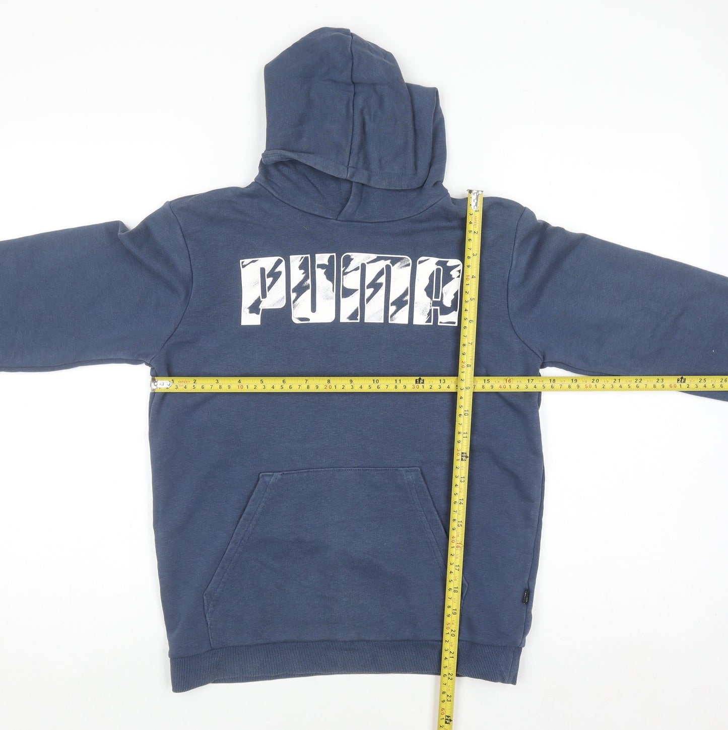 Puma Boys Blue Pullover Hoodie 13-14 Years Graphic Print Cotton Blend