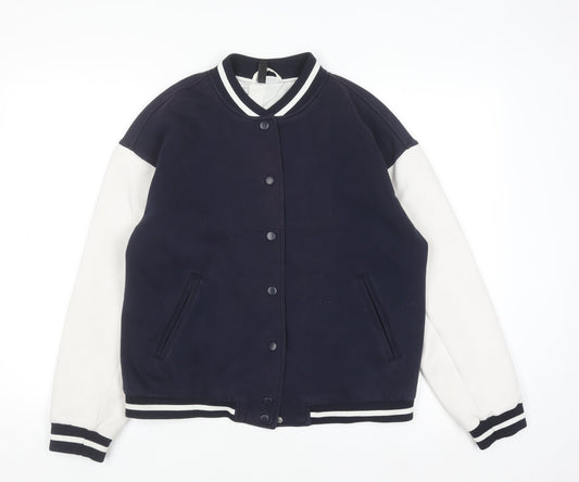 ZARA Men Blue Varsity Jacket Size S Embroidered Paris Logo