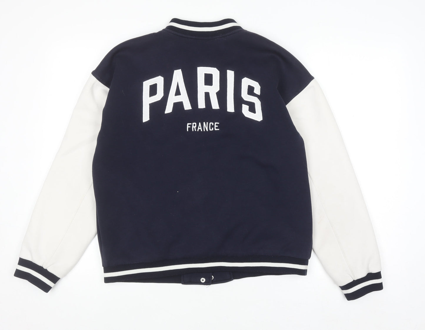 ZARA Men Blue Varsity Jacket Size S Embroidered Paris Logo