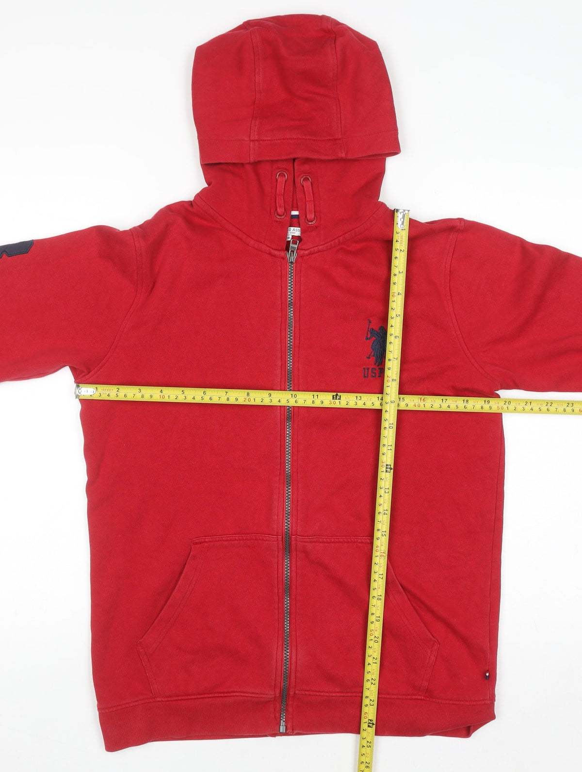 U.S. Polo Assn Boys Red Full Zip Hoodie Size 15-16 Years Cotton Blend