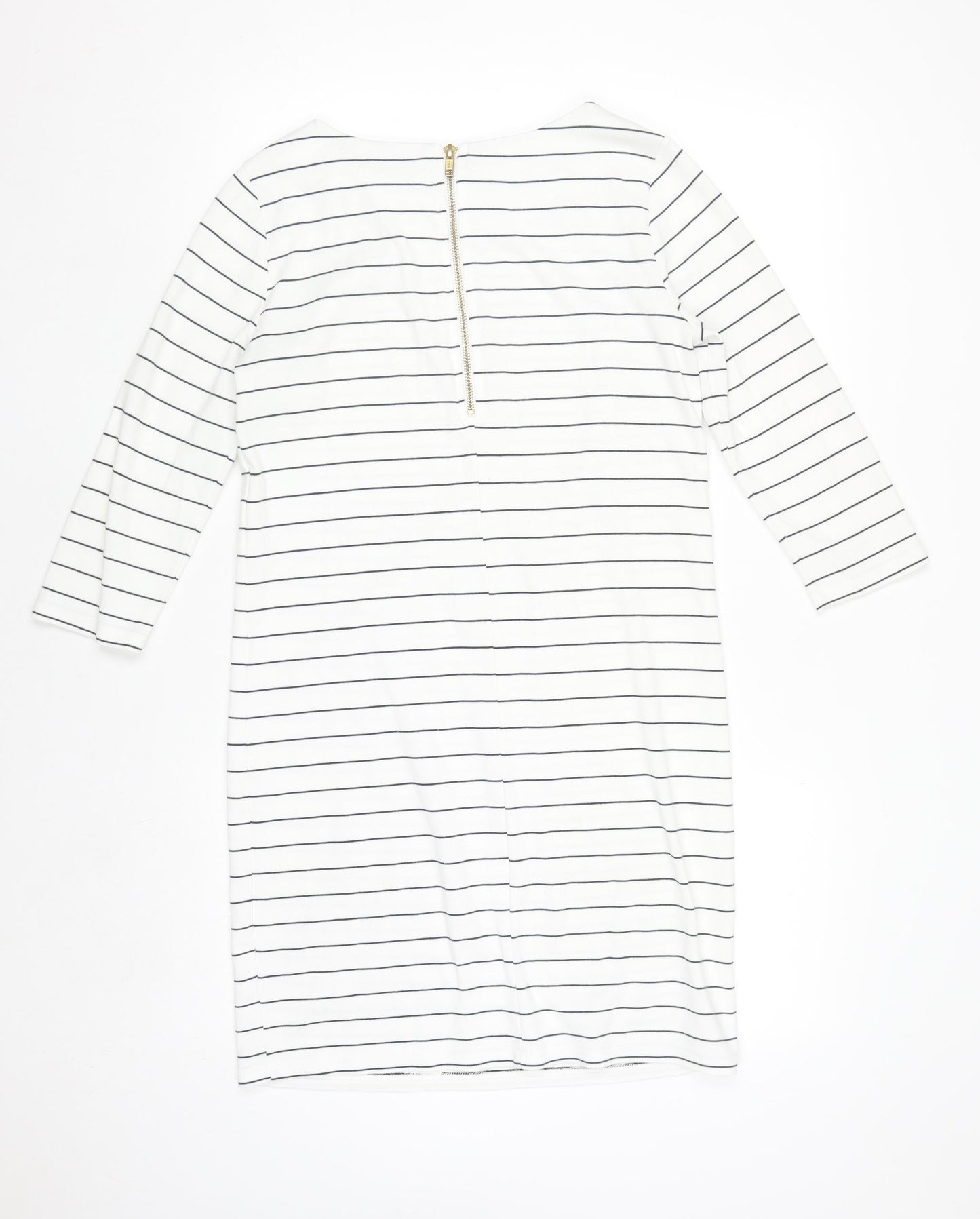 VILA Women White Striped Shift Dress S 3/4 Sleeve Boat Neck