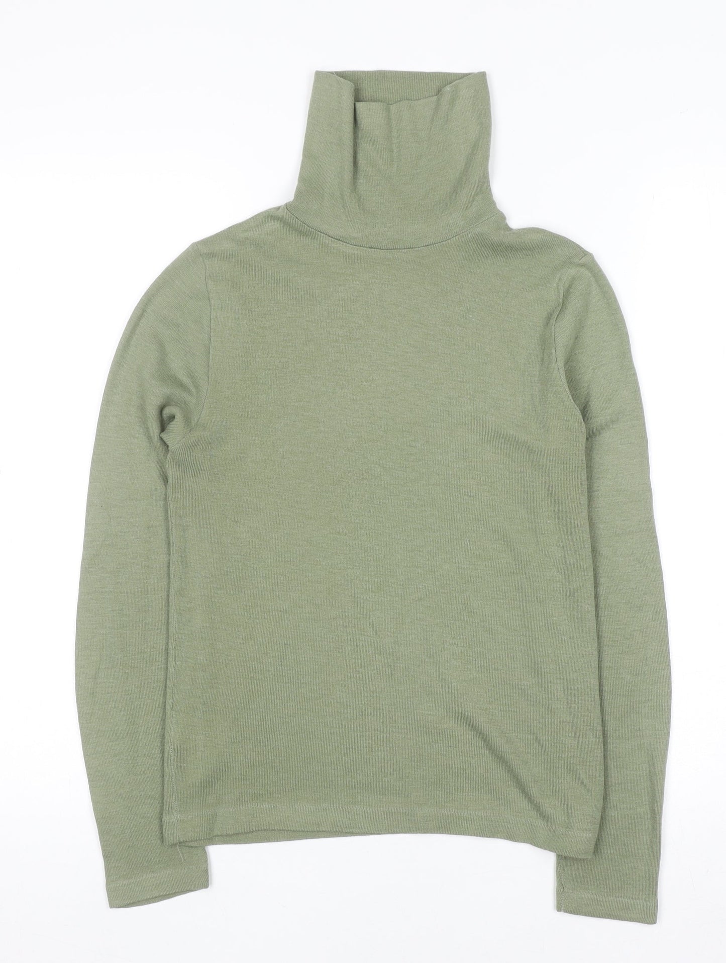 Marks and Spencer Women Green Roll Neck Long Sleeve Wool Blend Jumper Size 14