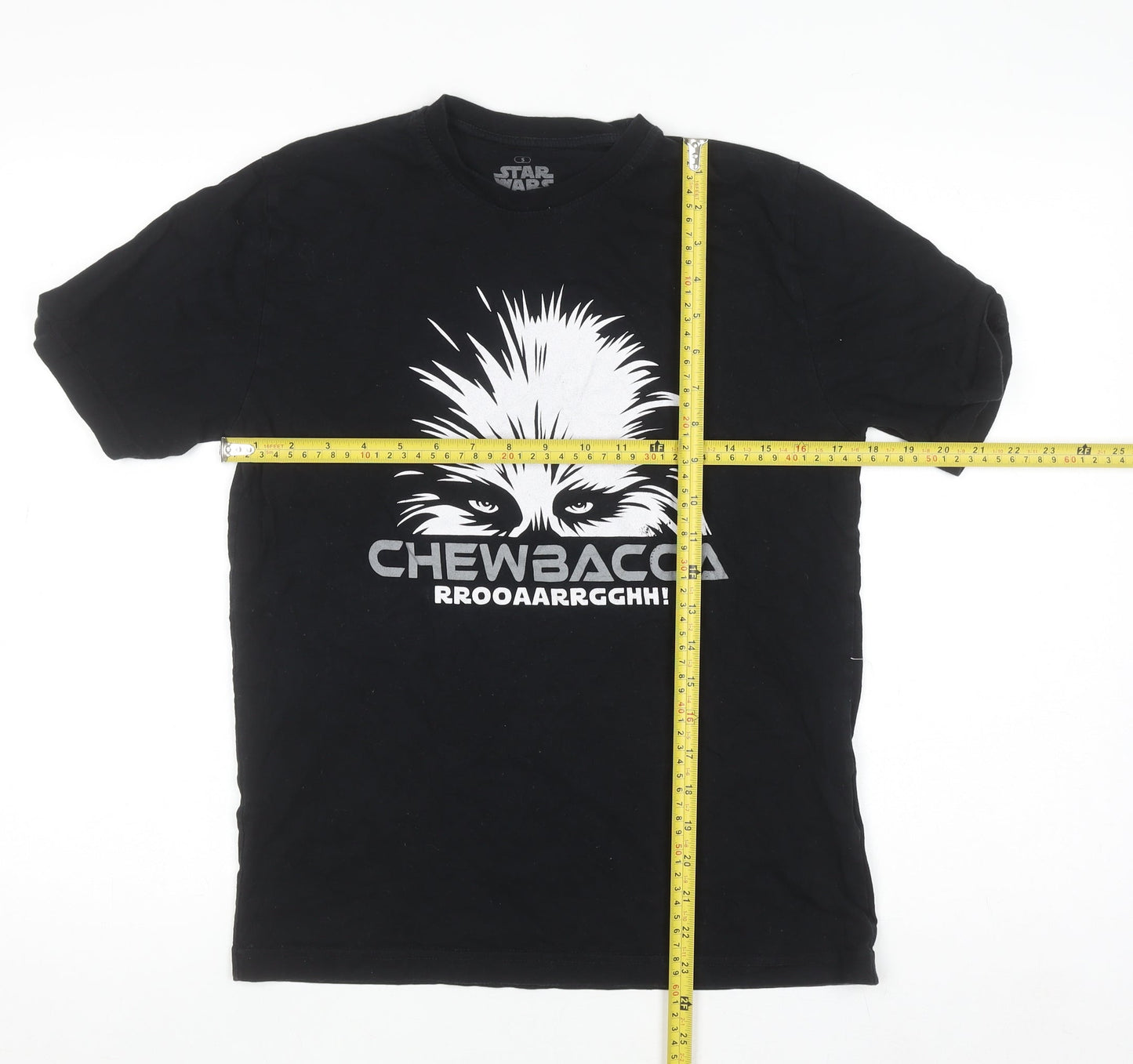Star Wars Men’s Black Chewbacca Graphic Short Sleeve Cotton T-Shirt Size S