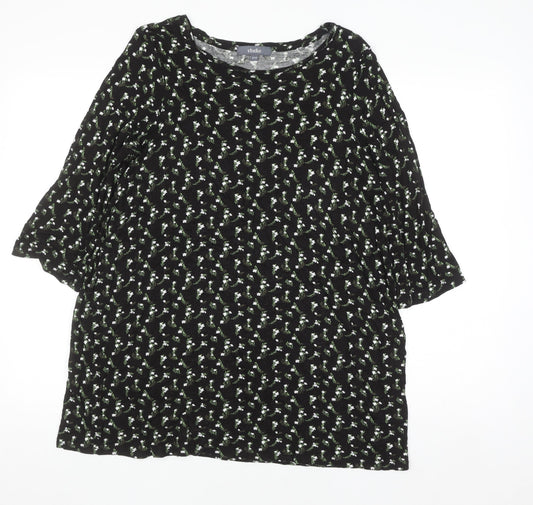 Studio Women’s Black Floral 3/4 Sleeve Tunic Top Size 12/14