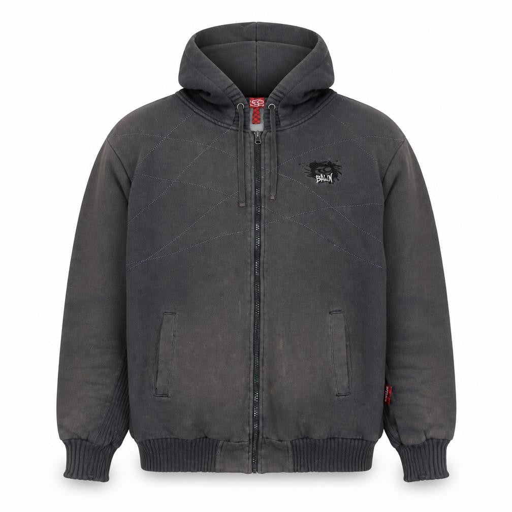 BAUM Men’s Grey Full Zip Fleece Hoodie M Regular Fit