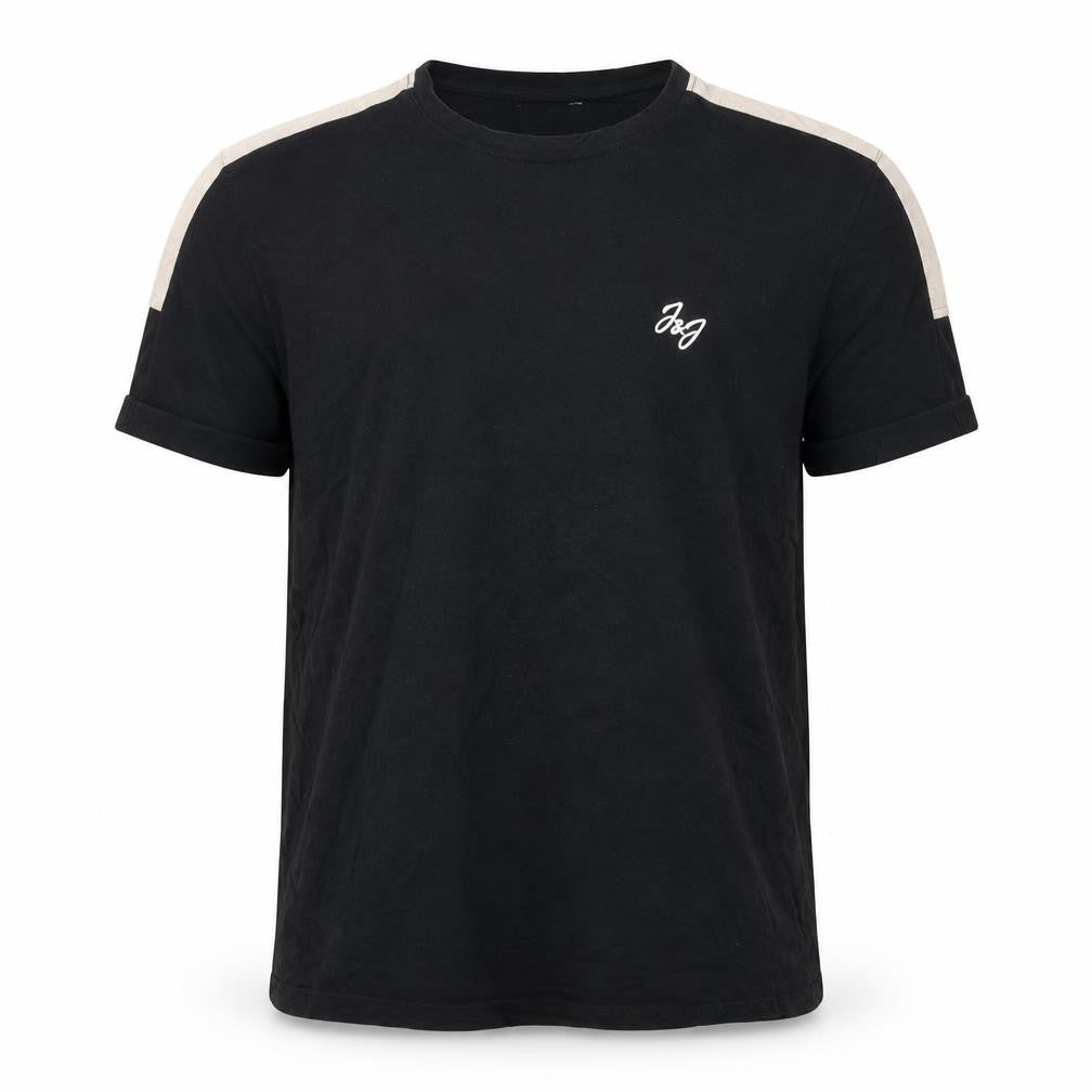 Jack & Jones Men's Black Beige Crew Neck Short Sleeve T-Shirt L