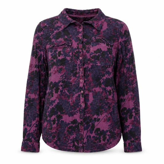 FatFace Women's Purple Floral Cotton Long Sleeve Button-Up Shirt Size 8