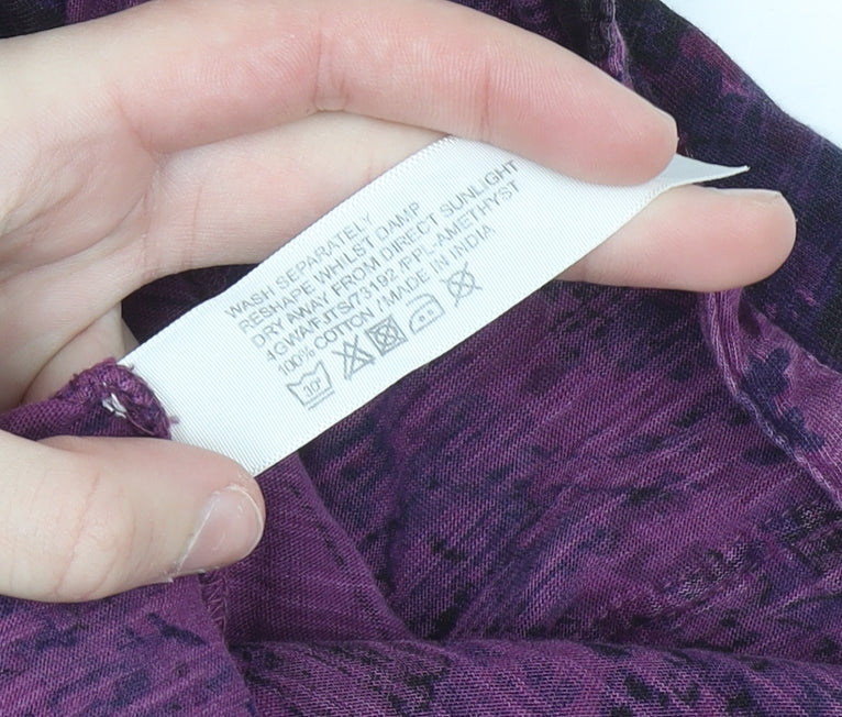 FatFace Women's Purple Floral Cotton Long Sleeve Button-Up Shirt Size 8