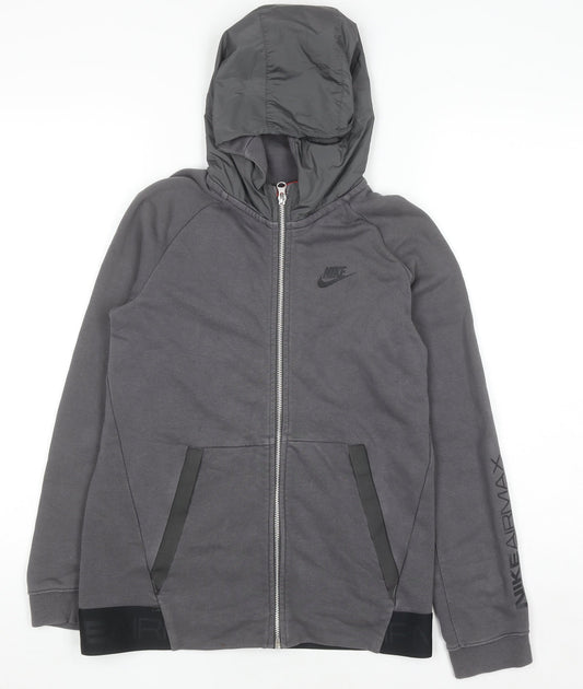 Nike Teens Grey Full Zip Hoodie Air Max Logo L 12-13 Yrs