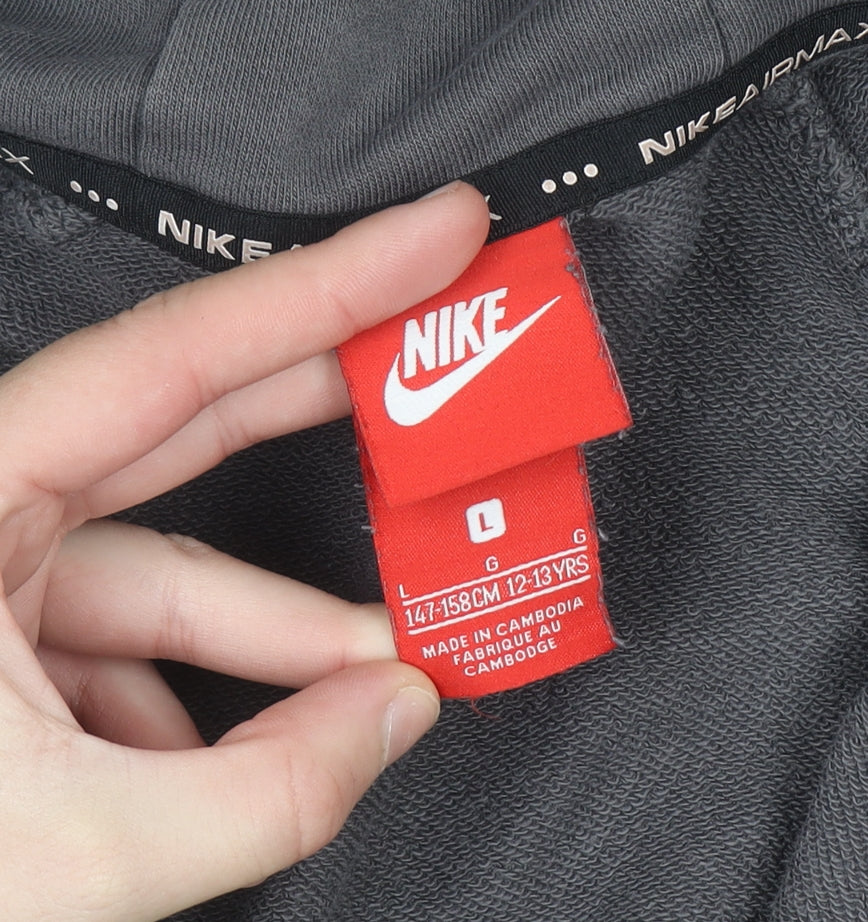 Nike Teens Grey Full Zip Hoodie Air Max Logo L 12-13 Yrs