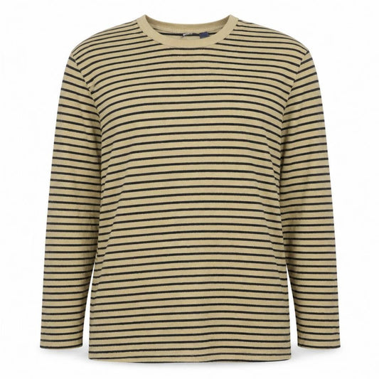 Lands' End Men's Beige Stripe Long Sleeve Casual Top XXL
