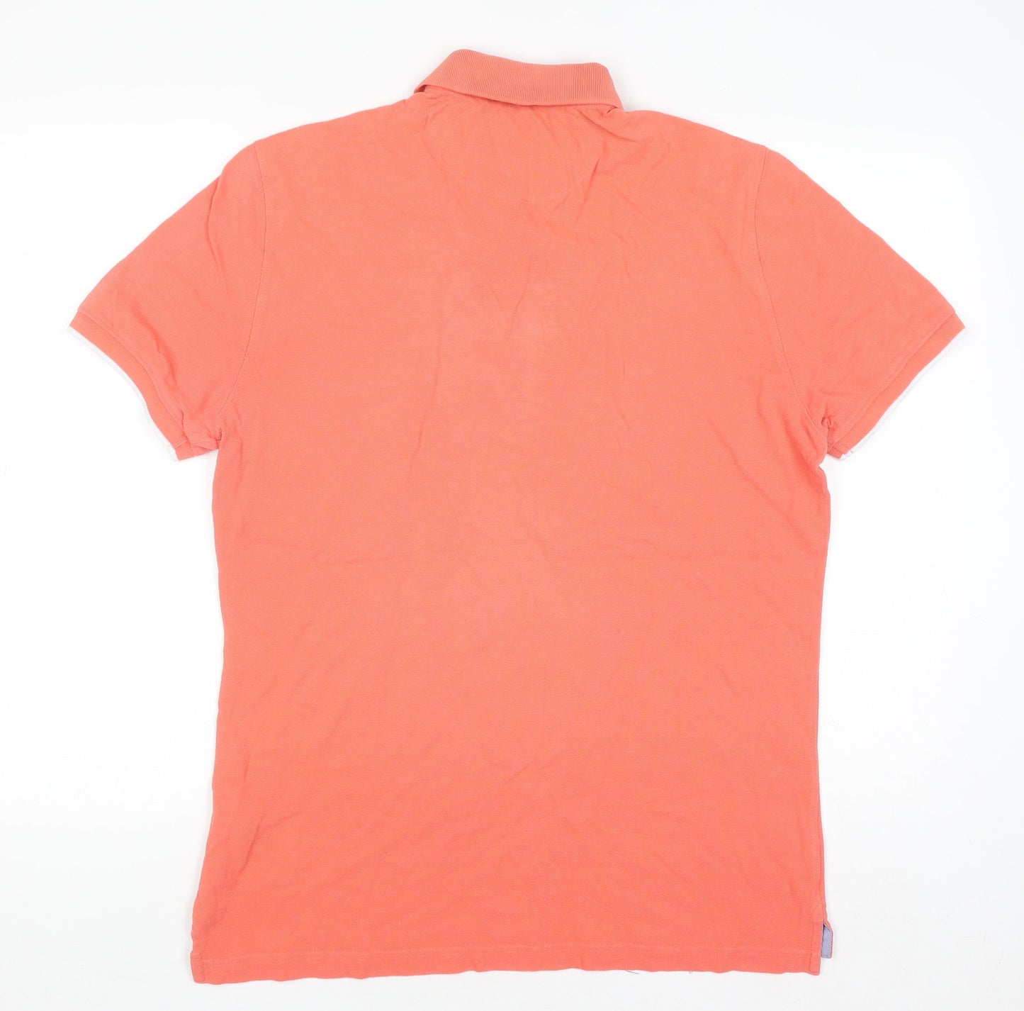 Massimo Dutti Mens Orange Cotton Casual Fit Polo Shirt XL