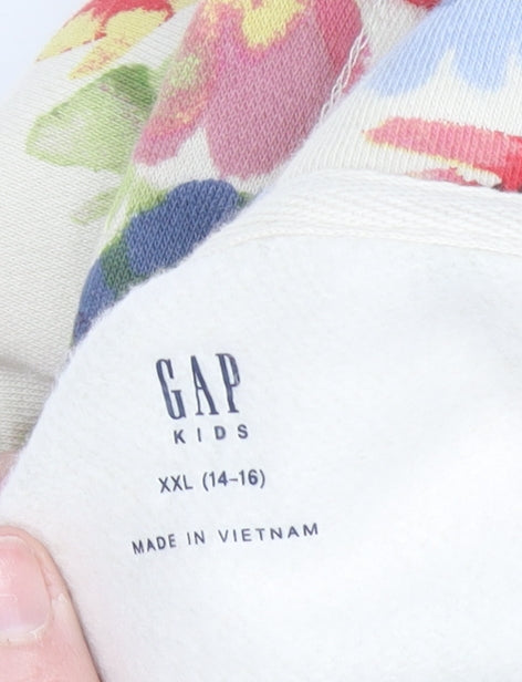 GAP Girls Multicoloured Floral Pullover Hoodie Size 14-16 Years