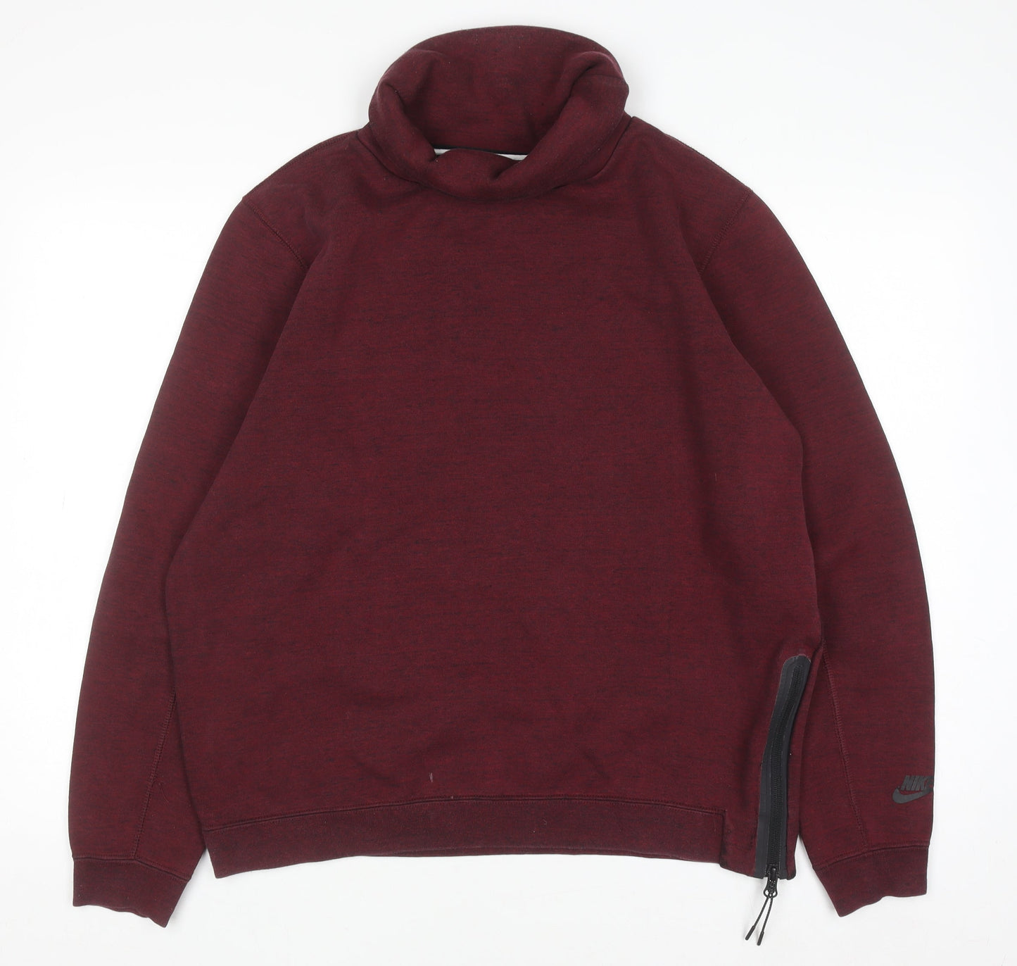 Nike Men's Red High Neck Pullover Sweatshirt Zip L