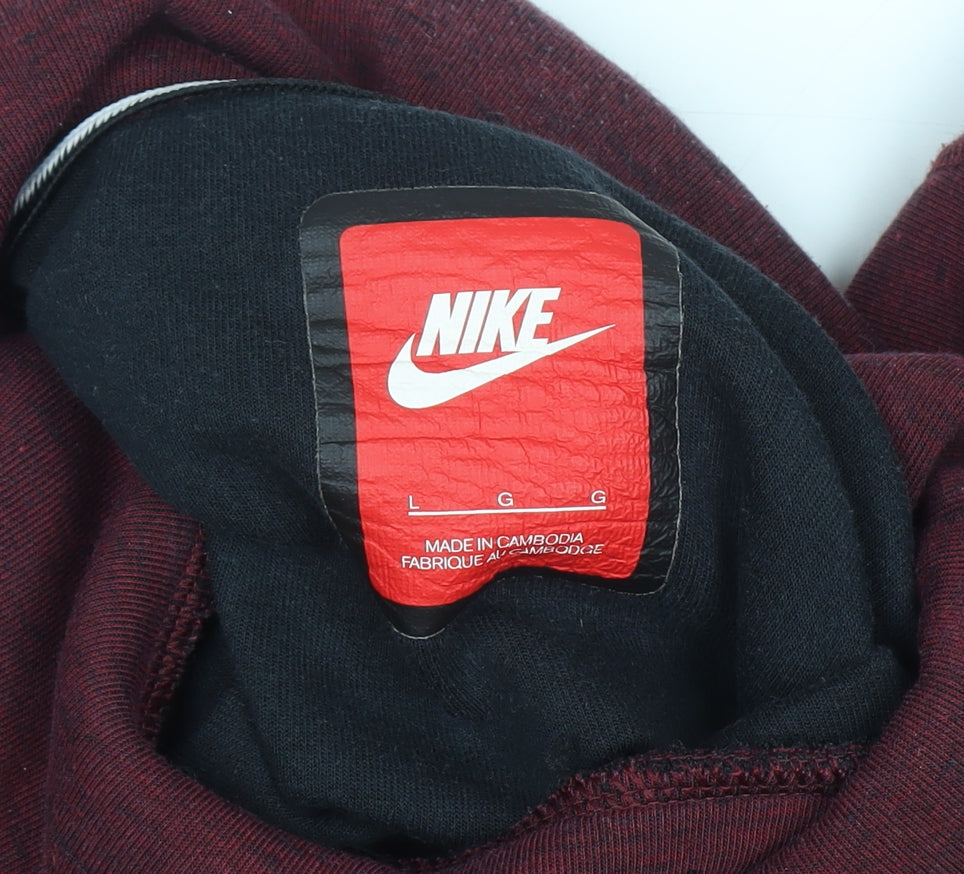 Nike Men's Red High Neck Pullover Sweatshirt Zip L