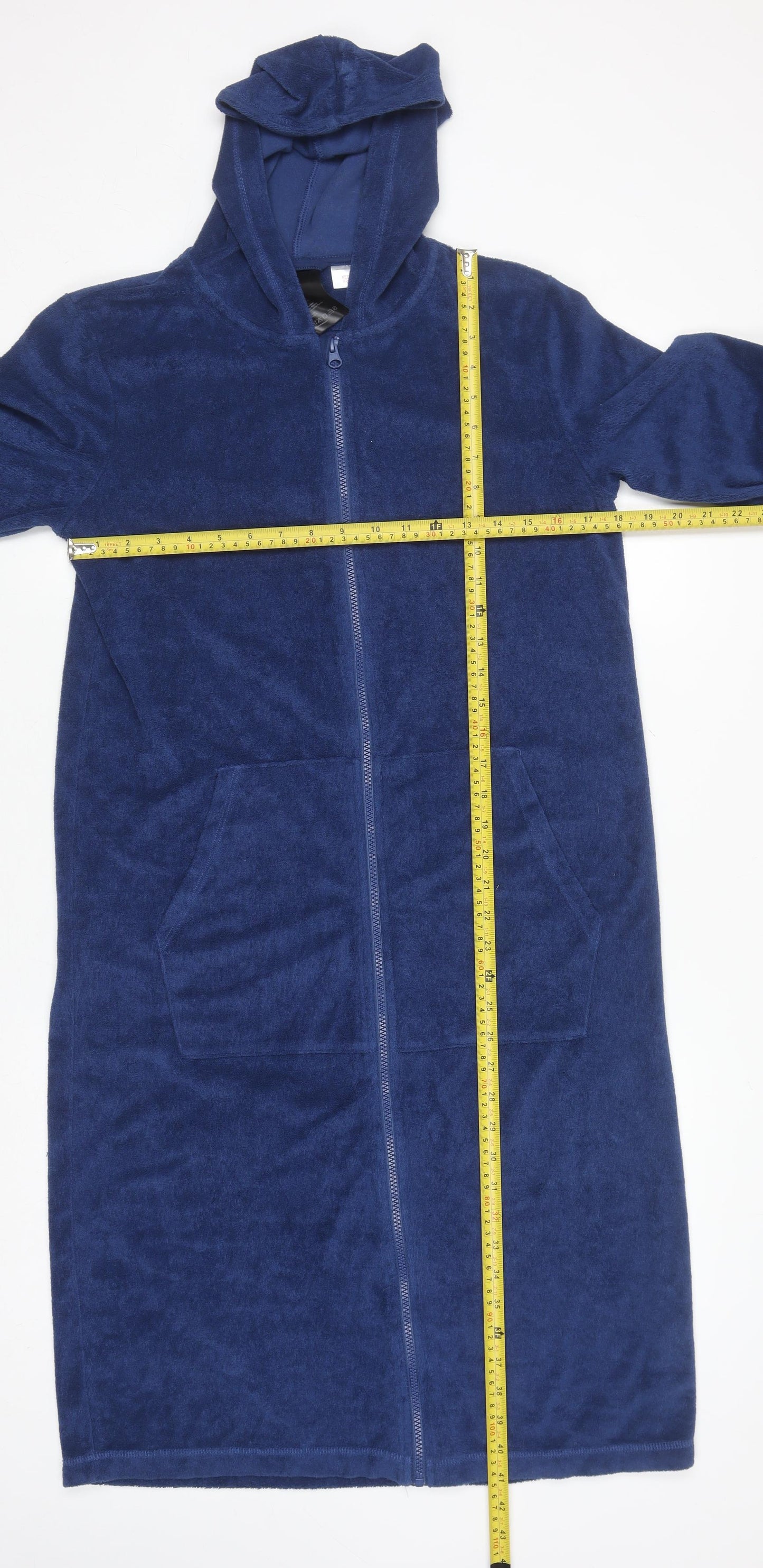 H&M Boys Blue Full Zip Hoodie Jacket Size 14 Long Sleeve Fleece Cotton Blend