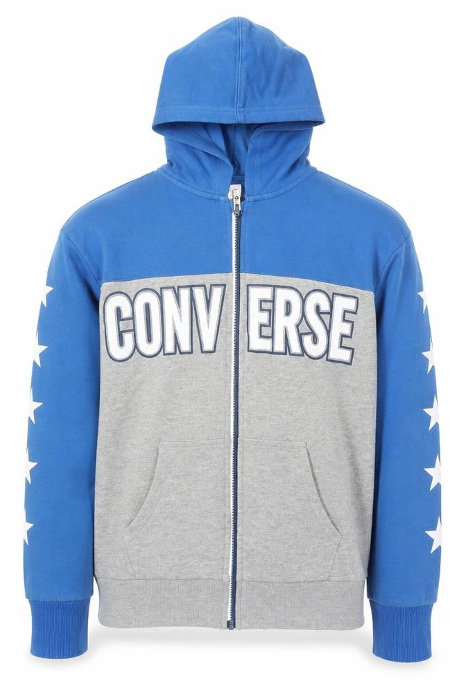 Converse Boys Blue Grey Full Zip Hoodie Size 12-13 Years Graphic Print